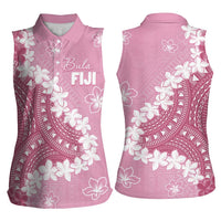 Bula Fiji Women's Day Women Sleeveless Polo Shirt Pink Masi Tapa LT7 - Polynesian Pride