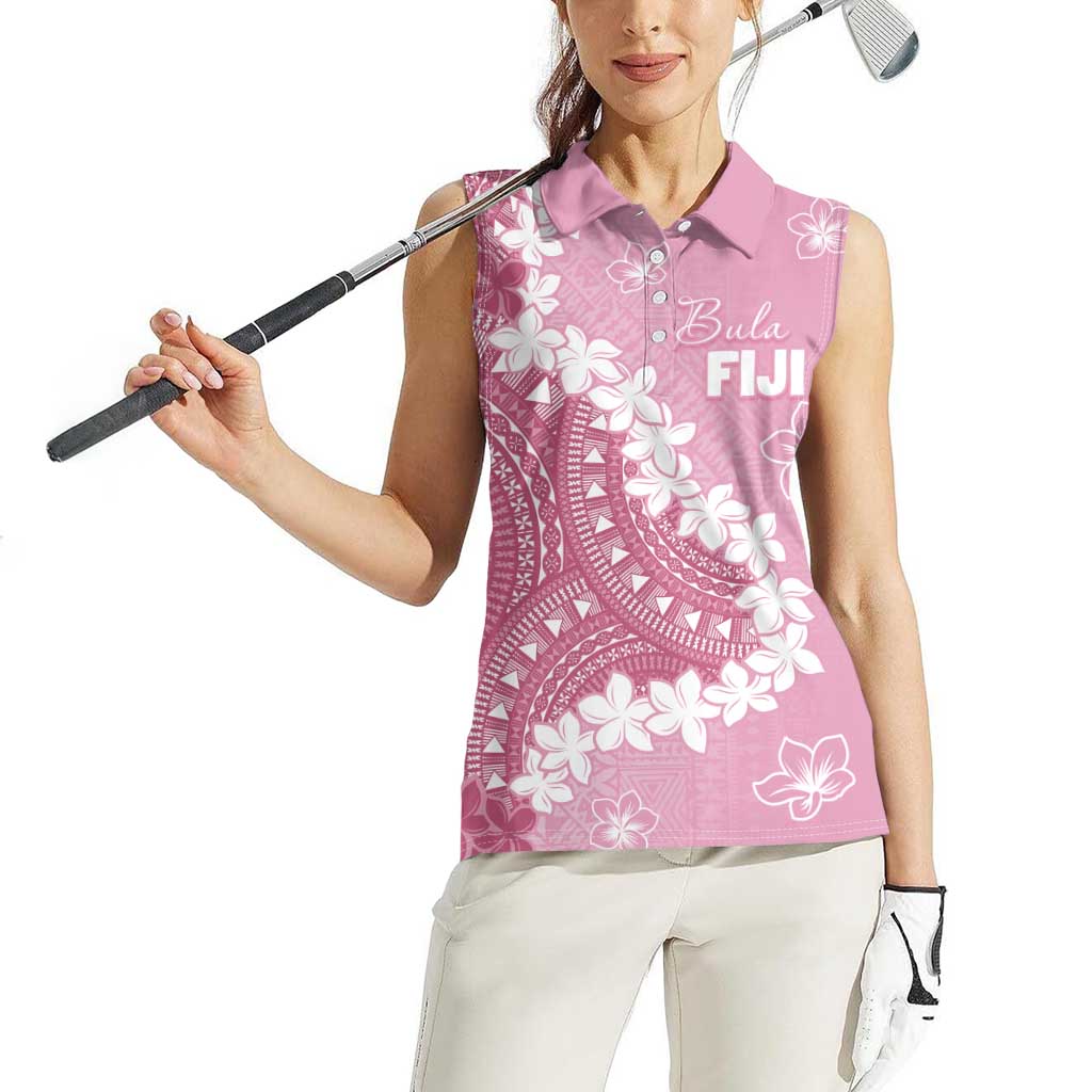 Bula Fiji Women's Day Women Sleeveless Polo Shirt Pink Masi Tapa LT7 - Polynesian Pride