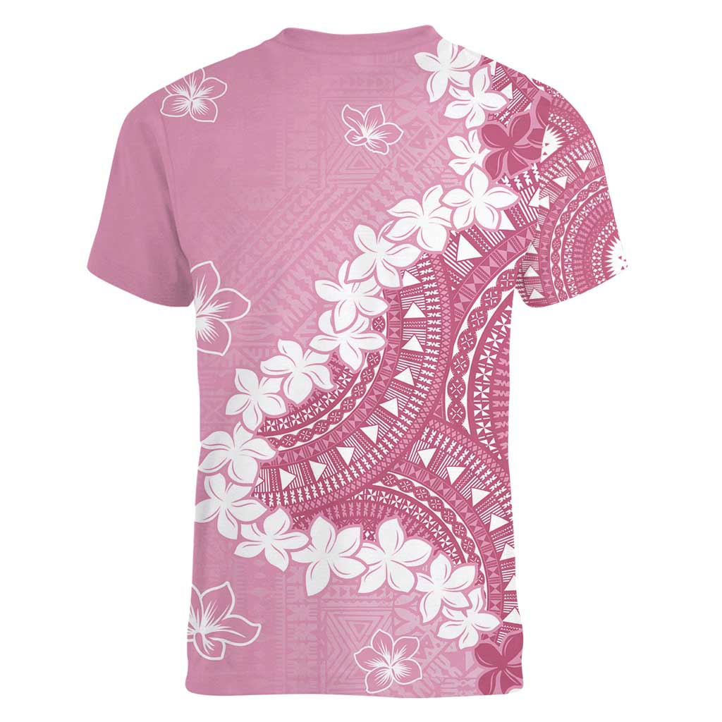 Bula Fiji Women's Day Women V-Neck T-Shirt Pink Masi Tapa LT7 - Polynesian Pride