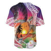 Polynesian Dreamy Turtle Baseball Jersey Sunset Scenery LT7 - Polynesian Pride