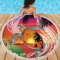 Polynesian Dreamy Turtle Beach Blanket Sunset Scenery