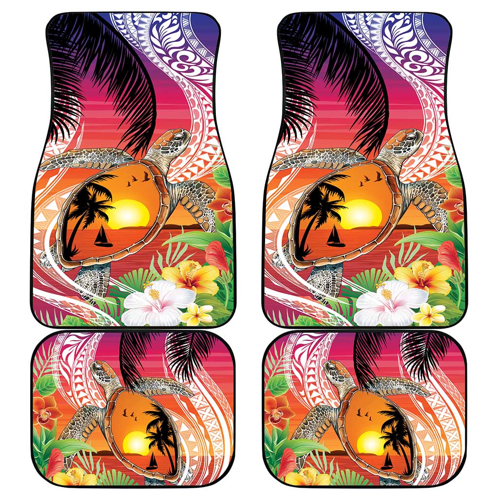 Polynesian Dreamy Turtle Car Mats Sunset Scenery