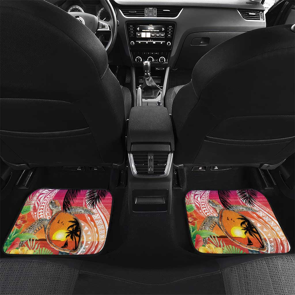 Polynesian Dreamy Turtle Car Mats Sunset Scenery