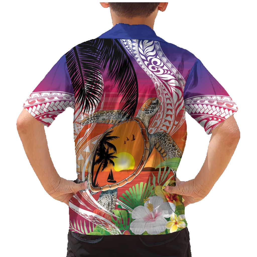 Polynesian Dreamy Turtle Family Matching Mermaid Dress and Hawaiian Shirt Sunset Scenery LT7 - Polynesian Pride
