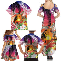 Polynesian Dreamy Turtle Family Matching Summer Maxi Dress and Hawaiian Shirt Sunset Scenery LT7 - Polynesian Pride