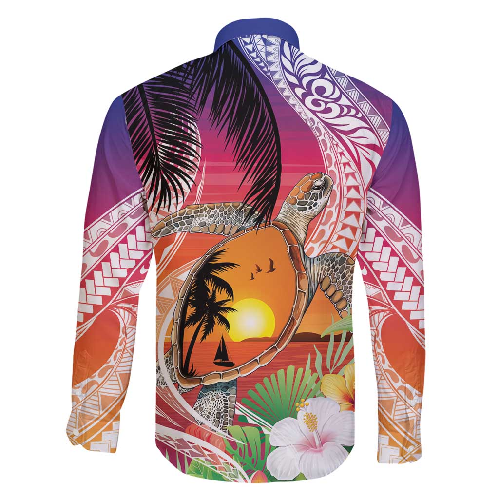 Polynesian Dreamy Turtle Family Matching Summer Maxi Dress and Hawaiian Shirt Sunset Scenery LT7 - Polynesian Pride