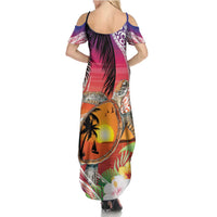 Polynesian Dreamy Turtle Family Matching Summer Maxi Dress and Hawaiian Shirt Sunset Scenery LT7 - Polynesian Pride