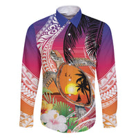 Polynesian Dreamy Turtle Family Matching Tank Maxi Dress and Hawaiian Shirt Sunset Scenery LT7 Dad's Shirt - Long Sleeve Art - Polynesian Pride