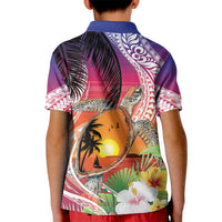 Polynesian Dreamy Turtle Kid Polo Shirt Sunset Scenery LT7 - Polynesian Pride