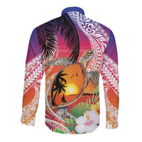Polynesian Dreamy Turtle Long Sleeve Button Shirt Sunset Scenery LT7 - Polynesian Pride