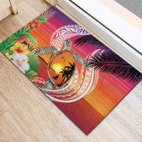 Polynesian Dreamy Turtle Rubber Doormat Sunset Scenery