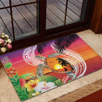 Polynesian Dreamy Turtle Rubber Doormat Sunset Scenery