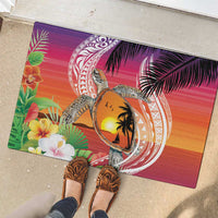 Polynesian Dreamy Turtle Rubber Doormat Sunset Scenery