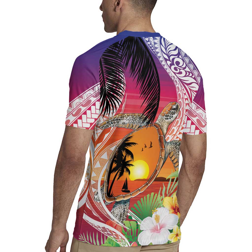Polynesian Dreamy Turtle Rugby Jersey Sunset Scenery