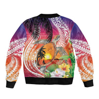 Polynesian Dreamy Turtle Sleeve Zip Bomber Jacket Sunset Scenery LT7 - Polynesian Pride