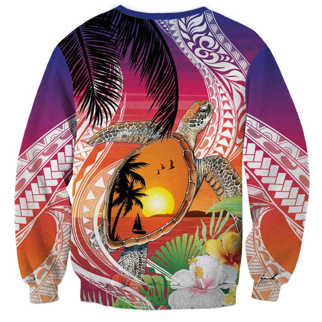 Polynesian Dreamy Turtle Sweatshirt Sunset Scenery