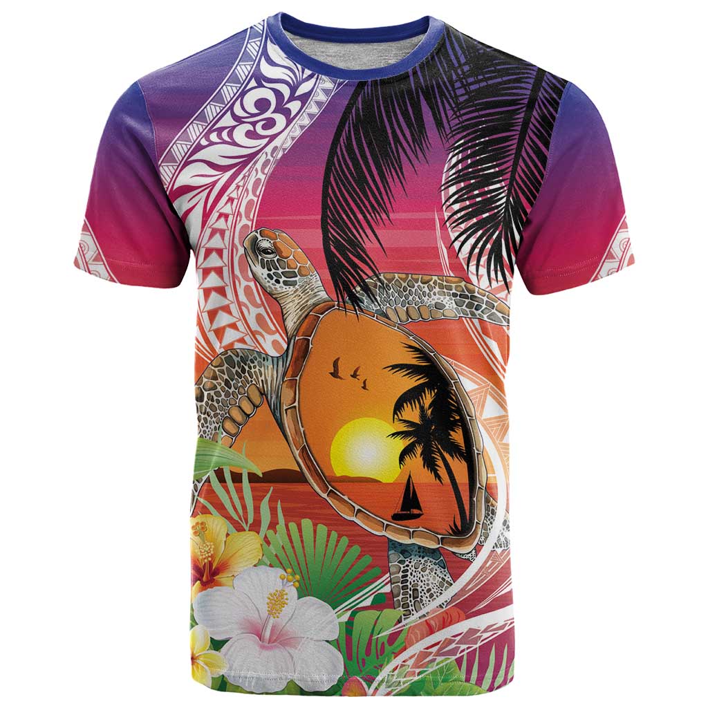 Polynesian Dreamy Turtle T Shirt Sunset Scenery LT7 Art - Polynesian Pride