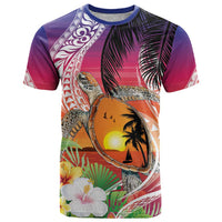 Polynesian Dreamy Turtle T Shirt Sunset Scenery LT7 Art - Polynesian Pride