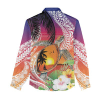 Polynesian Dreamy Turtle Women Casual Shirt Sunset Scenery LT7 - Polynesian Pride