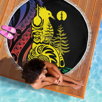 New Caledonia Kanaky Beach Blanket Stylized Fleche Faitiere With Kagu Bird