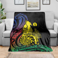 New Caledonia Kanaky Blanket Stylized Fleche Faitiere With Kagu Bird