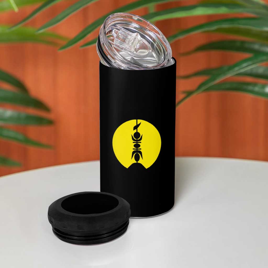 New Caledonia Kanaky 4 in 1 Can Cooler Tumbler Stylized Fleche Faitiere With Kagu Bird LT7 - Polynesian Pride