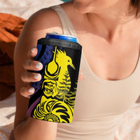 New Caledonia Kanaky 4 in 1 Can Cooler Tumbler Stylized Fleche Faitiere With Kagu Bird LT7 - Polynesian Pride