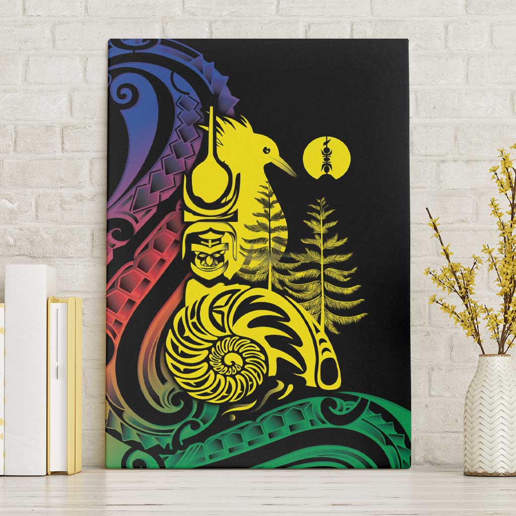 New Caledonia Kanaky Canvas Wall Art Stylized Fleche Faitiere With Kagu Bird