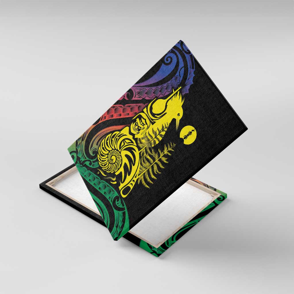 New Caledonia Kanaky Canvas Wall Art Stylized Fleche Faitiere With Kagu Bird