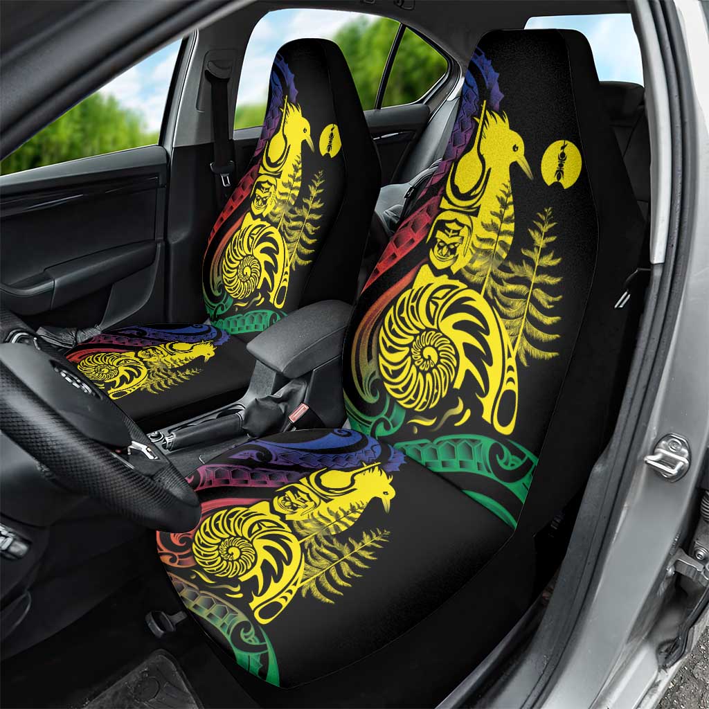 New Caledonia Kanaky Car Seat Cover Stylized Fleche Faitiere With Kagu Bird