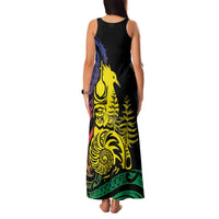 New Caledonia Kanaky Family Matching Tank Maxi Dress and Hawaiian Shirt Stylized Fleche Faitiere With Kagu Bird