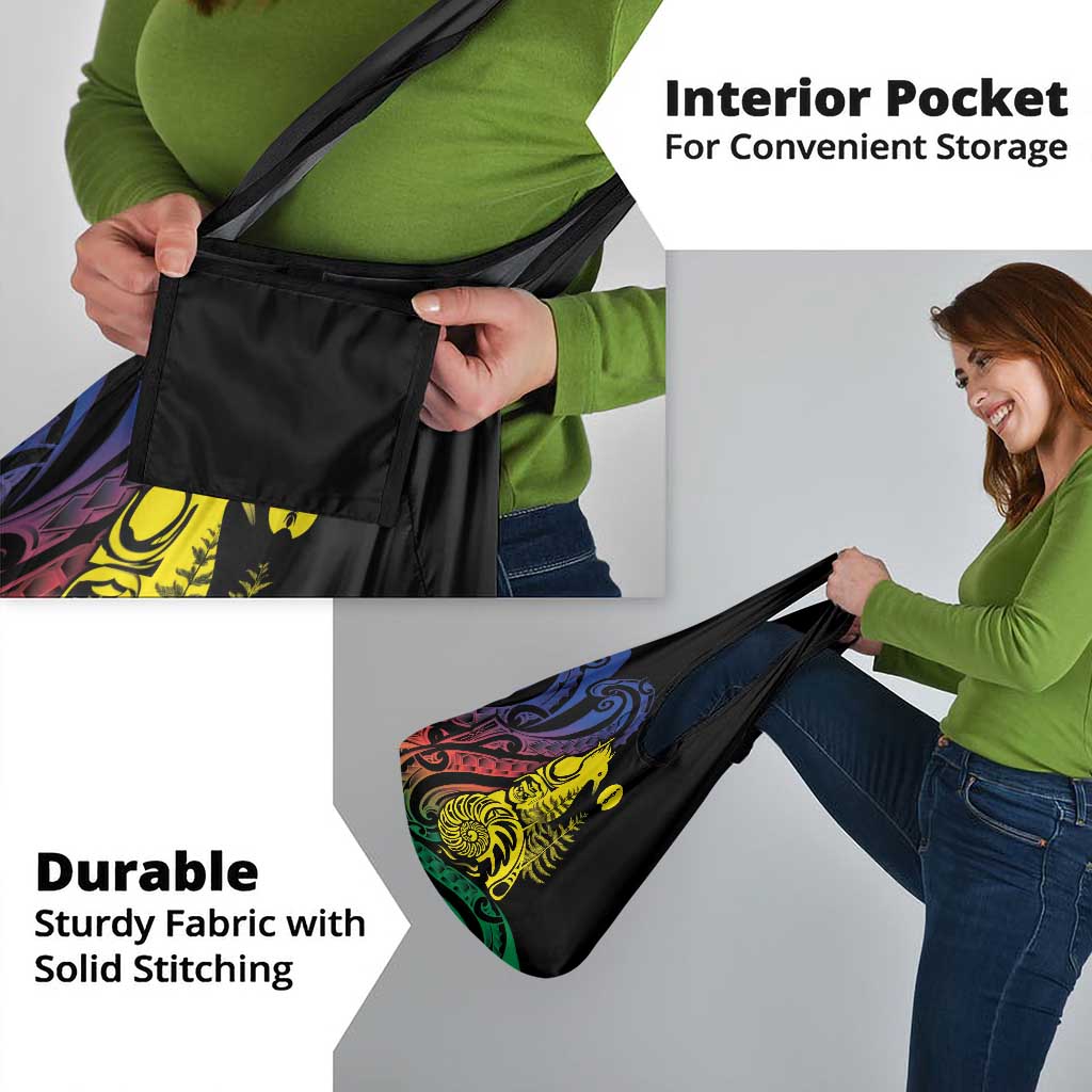 New Caledonia Kanaky Grocery Bag Stylized Fleche Faitiere With Kagu Bird