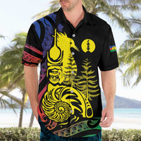 New Caledonia Kanaky Hawaiian Shirt Stylized Fleche Faitiere With Kagu Bird