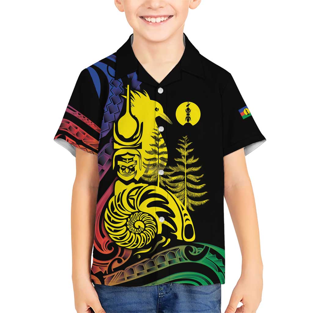 New Caledonia Kanaky Hawaiian Shirt Stylized Fleche Faitiere With Kagu Bird