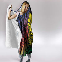 New Caledonia Kanaky Hooded Blanket Stylized Fleche Faitiere With Kagu Bird