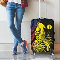 New Caledonia Kanaky Luggage Cover Stylized Fleche Faitiere With Kagu Bird