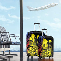 New Caledonia Kanaky Luggage Cover Stylized Fleche Faitiere With Kagu Bird