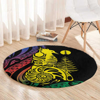 New Caledonia Kanaky Round Carpet Stylized Fleche Faitiere With Kagu Bird