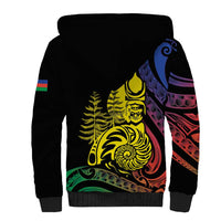 New Caledonia Kanaky Sherpa Hoodie Stylized Fleche Faitiere With Kagu Bird