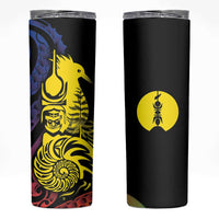 New Caledonia Kanaky Skinny Tumbler Stylized Fleche Faitiere With Kagu Bird LT7 Black - Polynesian Pride