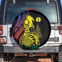 New Caledonia Kanaky Spare Tire Cover Stylized Fleche Faitiere With Kagu Bird