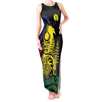 New Caledonia Kanaky Tank Maxi Dress Stylized Fleche Faitiere With Kagu Bird