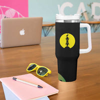 New Caledonia Kanaky Tumbler With Handle Stylized Fleche Faitiere With Kagu Bird