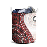 Bula Fiji Vintage Tapa Laundry Basket Kaivity Masi Wave Motifs - Red LT7 - Polynesian Pride