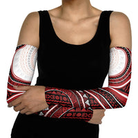 Bula Fiji Vintage Tapa Arm Sleeves Kaivity Masi Wave Motifs - Red