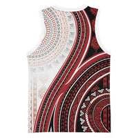 Bula Fiji Vintage Tapa Basketball Jersey Kaivity Masi Wave Motifs - Red