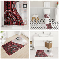 Bula Fiji Vintage Tapa Bathroom Set Kaivity Masi Wave Motifs - Red