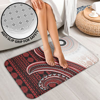 Bula Fiji Vintage Tapa Bathroom Set Kaivity Masi Wave Motifs - Red