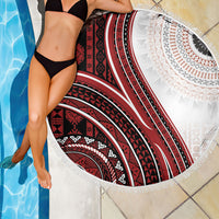 Bula Fiji Vintage Tapa Beach Blanket Kaivity Masi Wave Motifs - Red