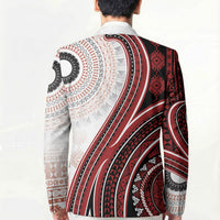 Bula Fiji Vintage Tapa Blazer Kaivity Masi Wave Motifs - Red LT7 - Polynesian Pride